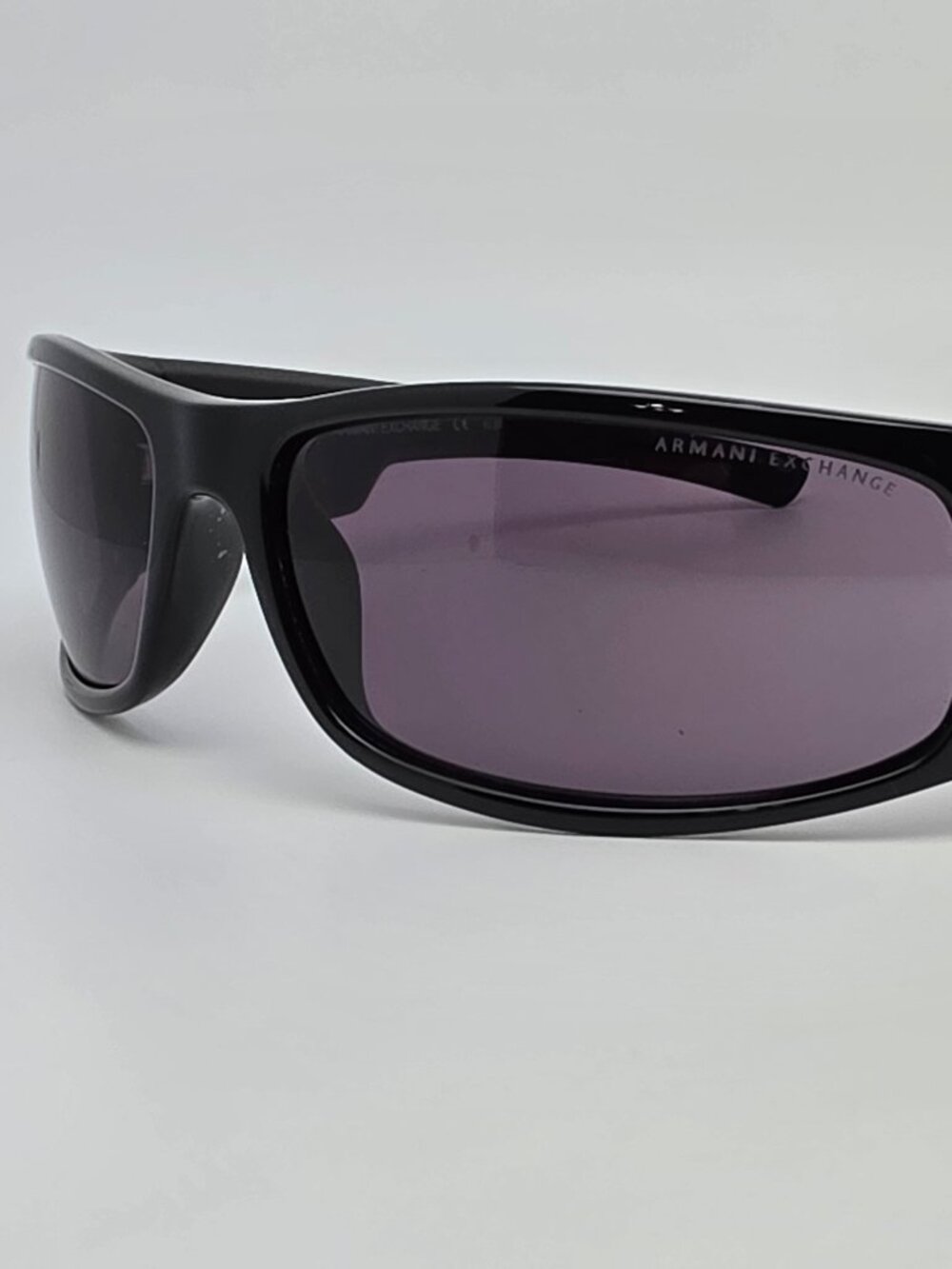 Armani Exchange AX199/S D28 Gloss Black Frame Grey Lens Wrap Sunglasses 63mm